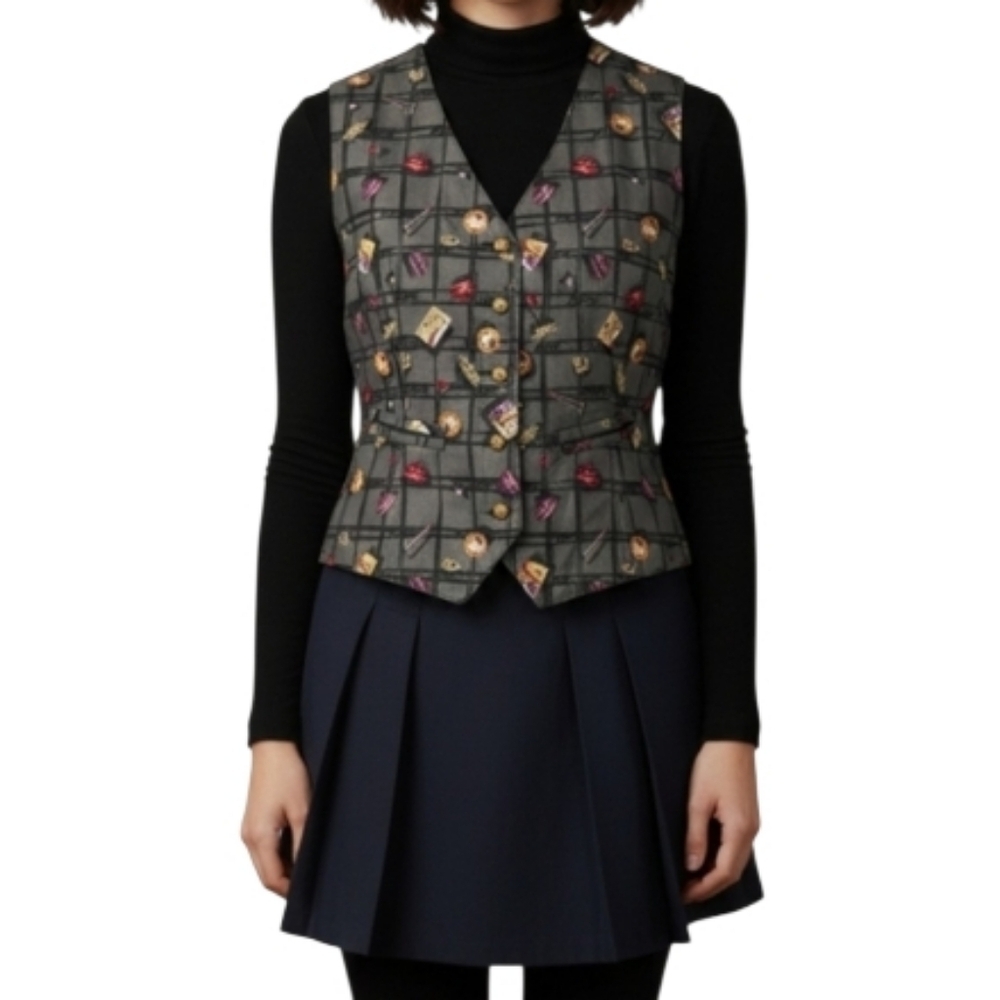 Vintage Line Up Sport Golf Novelty Print Vest L 90s Golfcore Grandpacore Retro